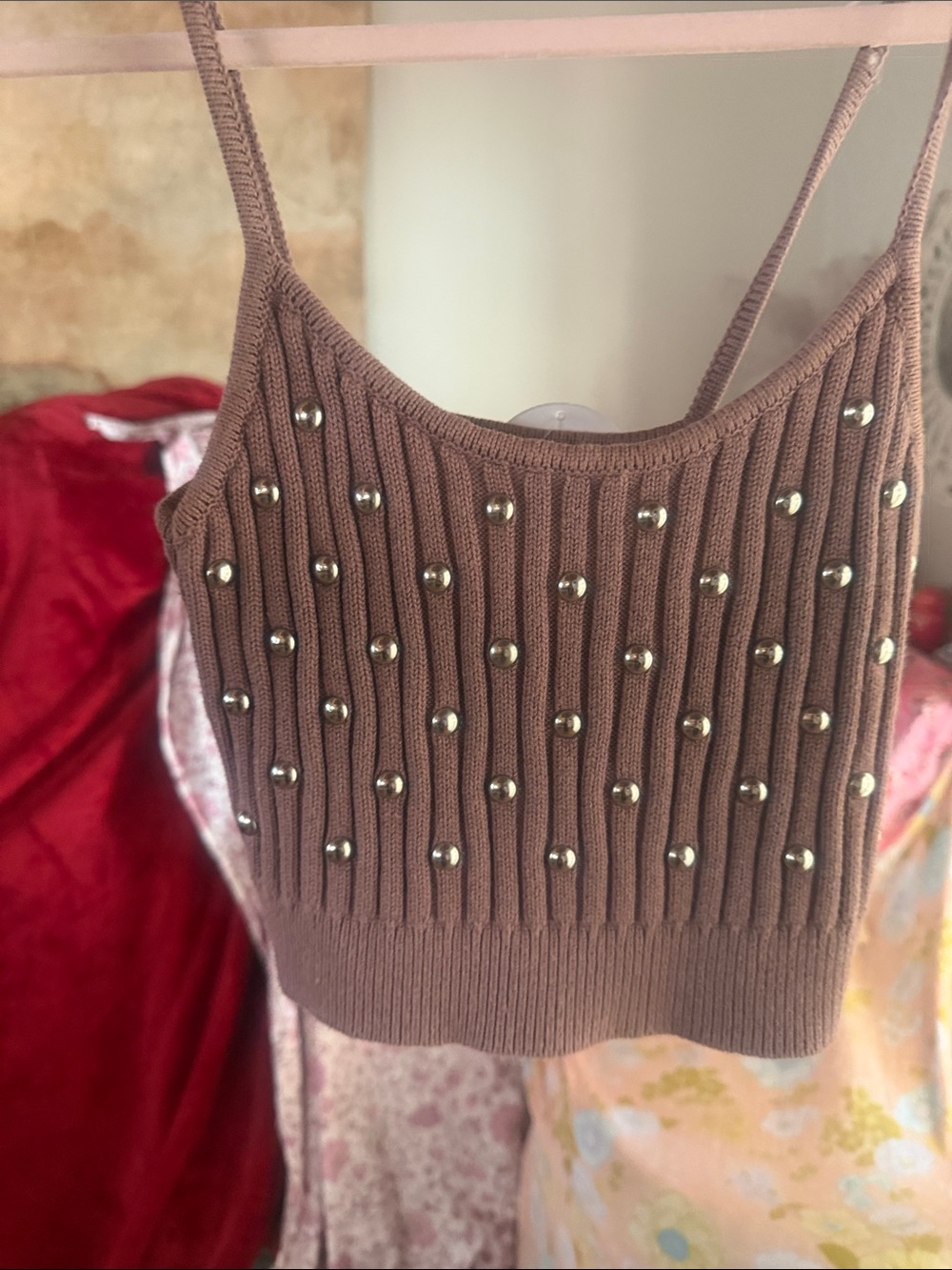 Revolve Studded Tank Top Mocha Lovers & Friends - Picture 4 of 4
